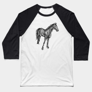 Doodle horse staring - light Baseball T-Shirt